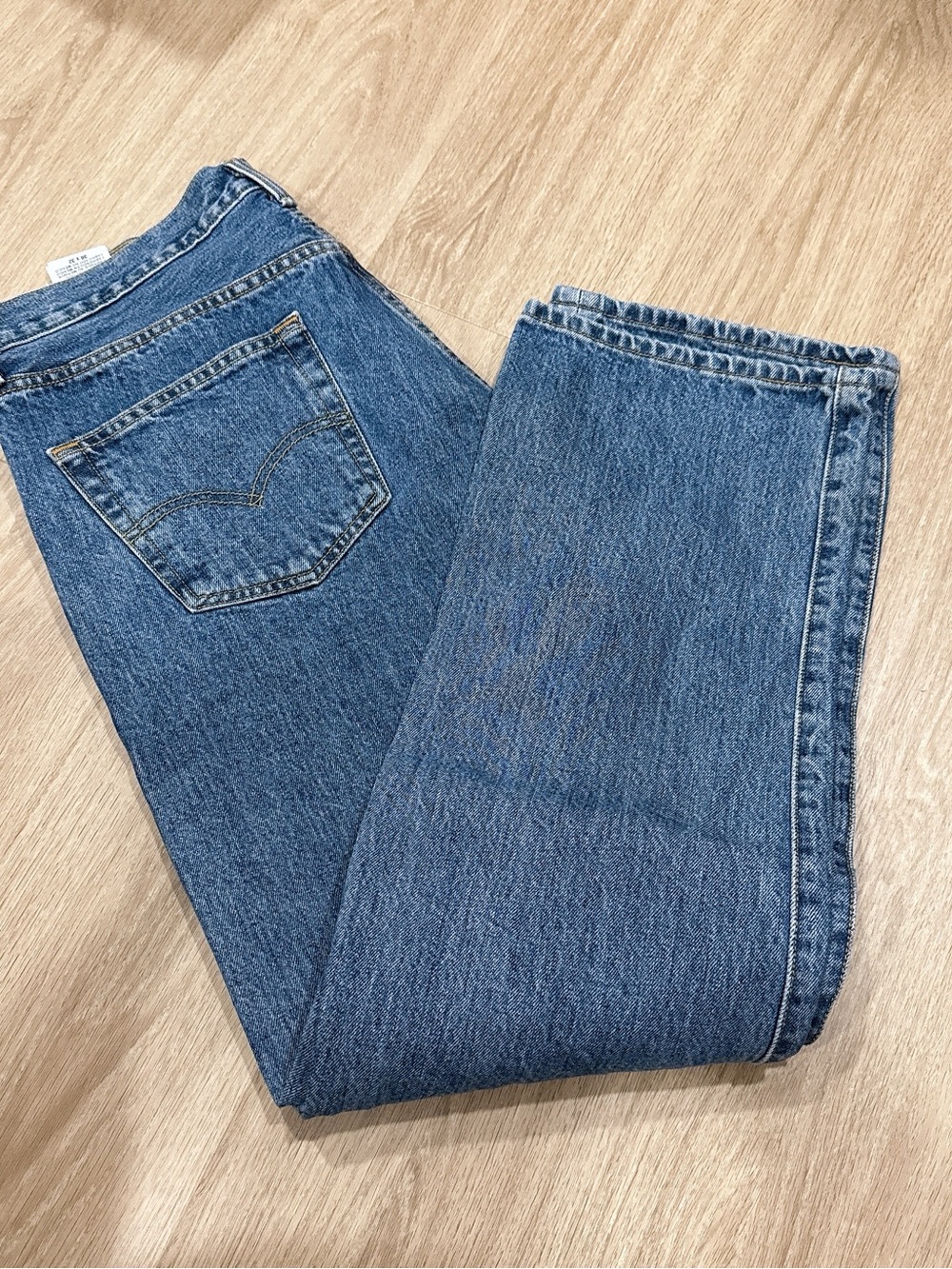 Levi's 501 Blue Denim Jeans with Tan Patch